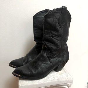 Vintage Short Black Cowboy Boots
